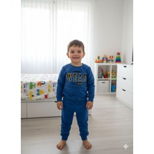 Wear Co Stıll Erkek Çocuk Saks Mavi Wear Baskılı 2'li Alt Üst Eşofman Takımı