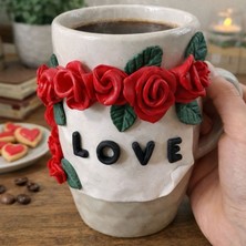 Uretti - Hülya 6683 El Yapımı Polimer Kil Desenli Seramik Kupa 250ML – Love