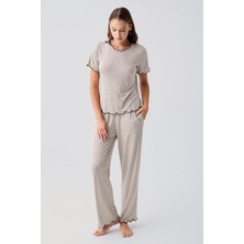 Artış Collection Kısa Kollu Fırfır Detaylı Rahat Esnek Viskoz Pijama Takım 19211