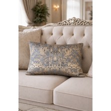 Lena Maison Lalezar Varaklı Kırlent Kılıfı Mavi-Gold 30X47 cm