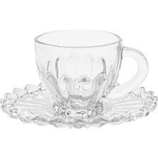 glass in love Cam Kahve Fincan Seti 6 Kişilik 110ML – Şeffaf Türk Kahvesi Fincanı ve Tabaklı Sunum Seti