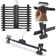 HUMAS 10’lu Plastik Mandallı Pantolon / Etek Askısı – Dolap Içi Düzenleyici Çoklu Askılık