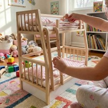 Toysilla Ahşap Oyuncak Ranza - Bebekler Için Mini Yatak Odası Seti