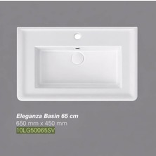 Isvea - Eleganza Dolap Uyumlu Lavabo 65 cm Beyaz Dekorsuz Delikli - 10LG50065SV