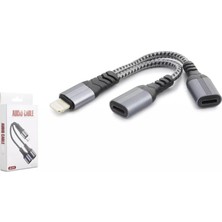 Hadron GJ-013 Lightning To 2 x Lightning Dişi Ses ve Şarj Ayırıcı Adaptör Kablo - Siyah - 1 Adet