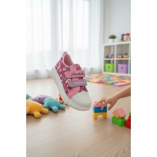 Enoch Karakter Baskılı Kız Çocuk Spor Ayakkabı Çift Cırtlı Düz Taban