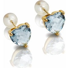Mavika Jewellery 14K Gold Plated Blu Love Stud Küpe