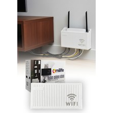Omilife Beyaz Duvara Asılabilir Modem Kutusu WiFi Router Saklama Organizer Raf 25x15x6 cm