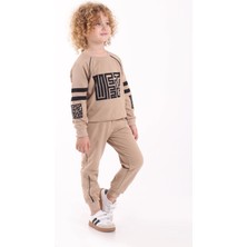 Mixima 3-6 Yaş Kol Baskılı 2 Iplik Kumaş Alt Üst Takım | Mevsimlik Çocuk Eşofman Takımı