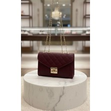 Addy Bordo Desenli Gold Detaylı Omuz Çantası E18 B12
