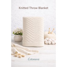 Triko Bebek Battaniyesi, Ekru, 80X90 Cm, Geometrik Desenli, Solmaya Dayanıklı, Yenidoğan Örgü Battaniye