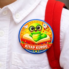 Fynbos 5 Adet Kitap Kurdu Rozeti 44 mm – Çocuklar Için Okuma Teşvik Rozeti, Öğrenci Motivasyon Rozeti