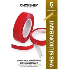 Onba Vhb Çift Taraflı Silikon Şeffaf Bant 50 kg Ekstra Güçlü Iç Dış Mekan Uyumlu 18mmx2mt - 5 Adet