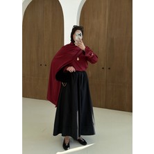 Moda Aksa Saten Arabic Bluz Bordo