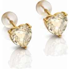 Mavika Jewellery 14K Gold Plated Yellow Love Stud Küpe