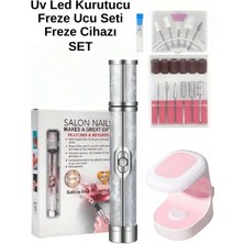 Ellea Nail Mini Uv LED Lamba ve Metal Gövdeli Şarjlı Manikür Pedikür Törpü Freze Seti