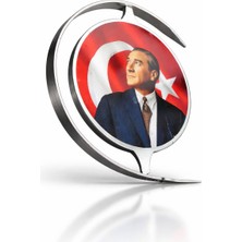 Fikrihane Ay Yıldız Metal Masaüstü Türk Bayrağı Kemal Atatürk Logolu | Ofis & Makam Dekoru
