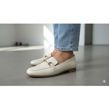 Kindep (Kırcalı) Içi Dışı Hakiki Deri Günlük Kadın Ayakkabı Bej