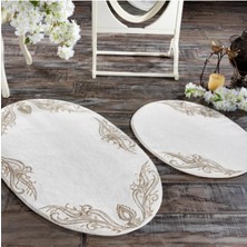 zebracasa Tıara 2'li Oval Paspas- Krem/gold