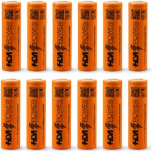 Hda 18650 3.7V 2000MAH 3c/1c Şarj Edilebilir Li-Ion Pil 12 Adet