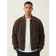 Genius Store Erkek Bomber Mont Peluş Içi Astarlı Regular Kalıp Sherpa Kuzu Kumaş Spor Mont