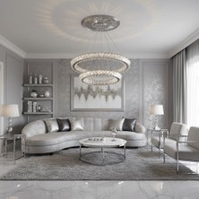 Elizim Home Lighting Halka 2 Katlı Kristal Taşlı Ledli Avize