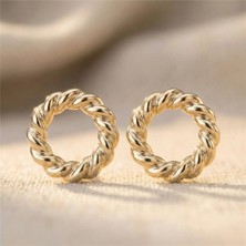 Zeino Kalın Burgu Halka Küpe 14K Altın Rengi Kaplama, 3 cm Çap