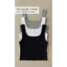 Underwear Bodyway 3'lü Fitilli Yarım Atlet & Crop Büstiyer Seti – Pamuklu, Esnek, Günlük Basic Paket