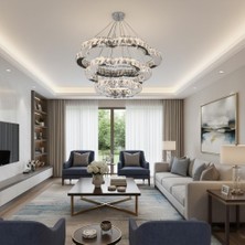 Elizim Home Lighting Castra Kristal Taşlı Ledli Krom Avize