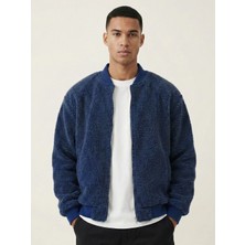 Genius Store Erkek Bomber Mont Peluş Içi Astarlı Regular Kalıp Sherpa Kuzu Kumaş Spor Mont