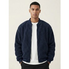 Genius Store Erkek Bomber Mont Peluş Içi Astarlı Regular Kalıp Sherpa Kuzu Kumaş Spor Mont