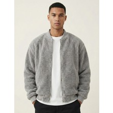 Genius Store Erkek Bomber Mont Peluş Içi Astarlı Regular Kalıp Sherpa Kuzu Kumaş Spor Mont