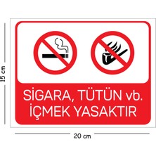 Mayeka Metal Sigara Tütün Vb Içmek Yasaktır 15X20 cm Uyarı Iş Güvenliği Levhası