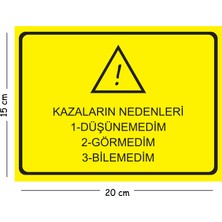 Mayeka Metal Arızaların Nedenleri Düşünemedim Görmedim Bilemedim 15X20 cm Uyarı Iş Güvenliği Levhası