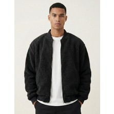 Genius Store Erkek Bomber Mont Peluş Içi Astarlı Regular Kalıp Sherpa Kuzu Kumaş Spor Mont