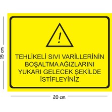 Mayeka Metal Tehlikeli Sıvı Varillerinin Boşaltma Ağızlarını Yukarı 15X20 cm Uyarı Iş Güvenliği Levhası