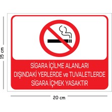 Mayeka Metal Sigara Içilme Alanları Dışındaki Yerlerde ve Tuvaletlerde 15X20 cm Uyarı Iş Güvenliği Levhası
