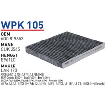 Wunder Filter Audı A2 (8z) 1.2 Tdı, 1.4 Tdı, 1.6 Fsı (00-05) (Karbonlu) Uyumlu Polen Filtresi Wpk 105