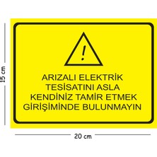 Mayeka Metal Arızalı Elektrik Tesisatını Asla Kendiniz Tamir Etmek 15X20 cm Uyarı Iş Güvenliği Levhası