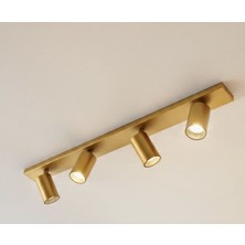 Mylights GU10 Mat Altın Gold Eskitme Kaplama Dörtlü Hareketli LED Spot Tavan Avize