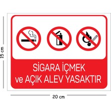 Mayeka Metal Sigara Içmek ve Açık Alev Yasaktır 15X20 cm Uyarı Iş Güvenliği Levhası