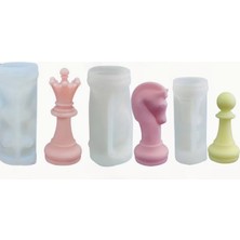 Yaratıcı Sanatlar Atölyesi 3'lü Satranç Seti Mum Kalıbı Dayanıklı Esnek Epoksi Reçine Kalıp Taş Tazo Kalıp Mum Kalıp Alçı Kalıp