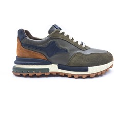 Marcomen M22480 Hakiki Deri Haki Yeşil Erkek Sneaker Spor Ayakkabı
