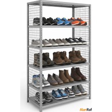 Alanraf 6 Katlı Galvaniz Çelik Ayakkabılık Rafı - Depo, Arşiv, Kiler, Dosya, Market Rafı 31X60 CM-150 cm