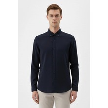 Sabri Özel Giotelli Siyah Regular Fit %100 Keten Düğmeli Yaka Erkek Gömlek