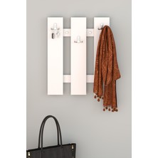 PROMODÜL Çok Amaçlı Beyaz Duvar Çit Askılık - 60X48 cm Modern Antre ve Elbise Askısı - 3'lü Metal Askı Uçlu