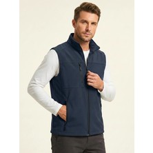 Genius Store Erkek Yelek Softshell Su Geçirmez Tam Fermuarlı Cepli Normal Kalıp Spor Yelek