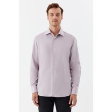 Sabri Özel Erkek Fuşya Çizgili Klasik Yaka Regular Fit Gömlek