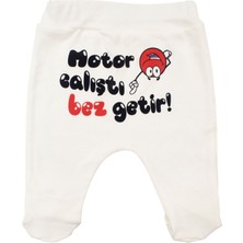by BebekOdam Unisex Ekru Motor Çalıştı Bez Getir Baskılı Patikli Tek Alt