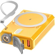 CoverZone J38 | 10.000MAH Magsafe ile Uyumlu Kablosuz Powerbank 22.5W Süper Hızlı Şarj 15W Wireless LED Kamp Lambalı Sos Modlu Suya Toza Dayanıklı Taşınabilir Harici Batarya